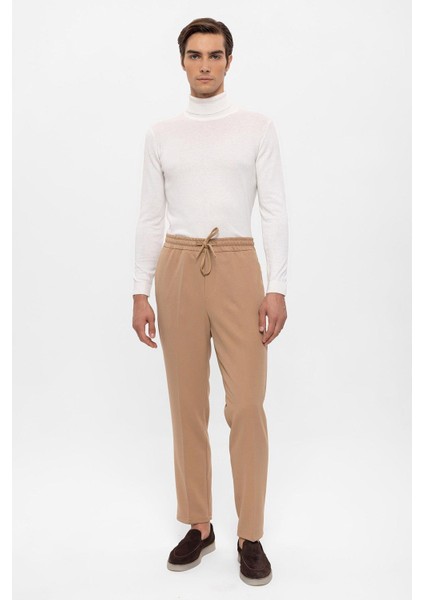 Koyu Bej Elastik Yüksek Bel Erkek Pantolon indirimleri