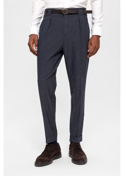 İndigo Kemerli Double Paça Pantolon