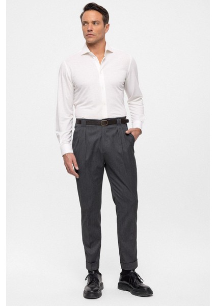 Füme Kemerli Double Paça Pantolon