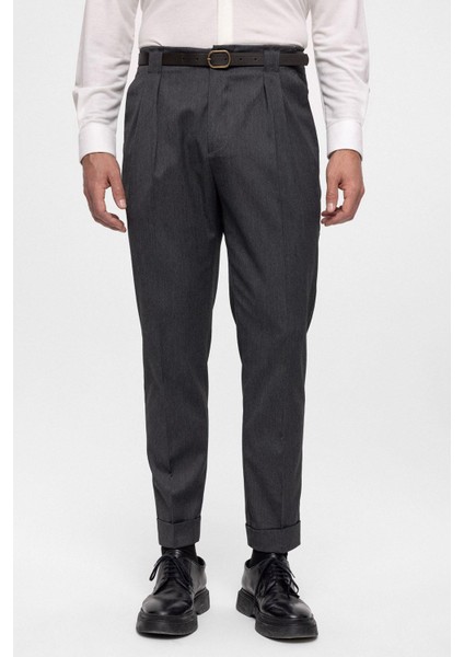 Füme Kemerli Double Paça Pantolon