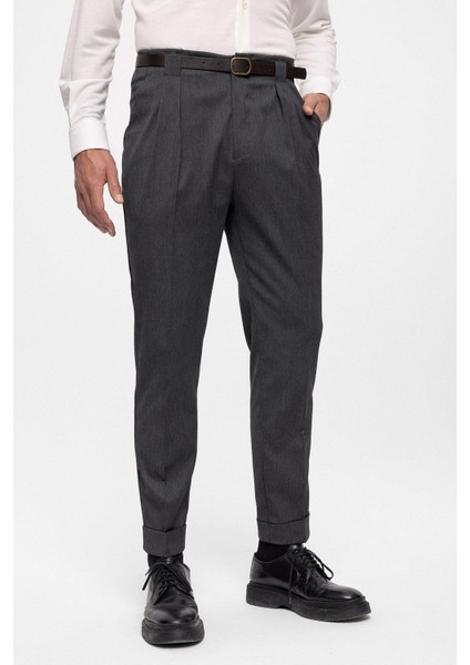 Füme Kemerli Double Paça Pantolon