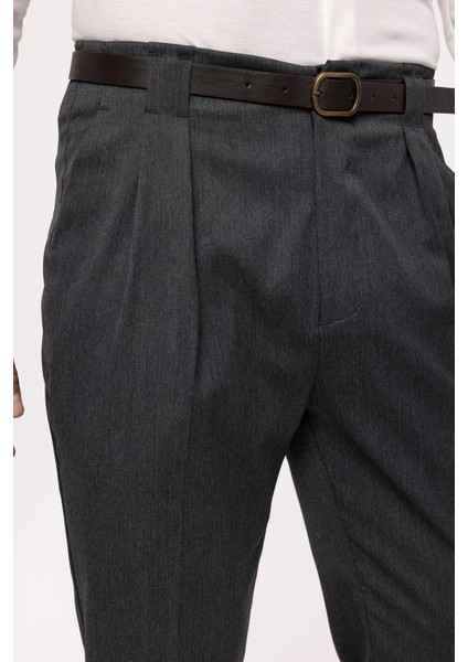 Füme Kemerli Double Paça Pantolon
