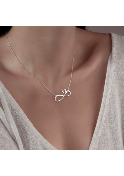 Kalpli Sonsuzluk Kadın Kolye, 925 Ayar Gümüş Kolye, Gümüş, Rose Gold, Altın Kaplama Kolye modelleri