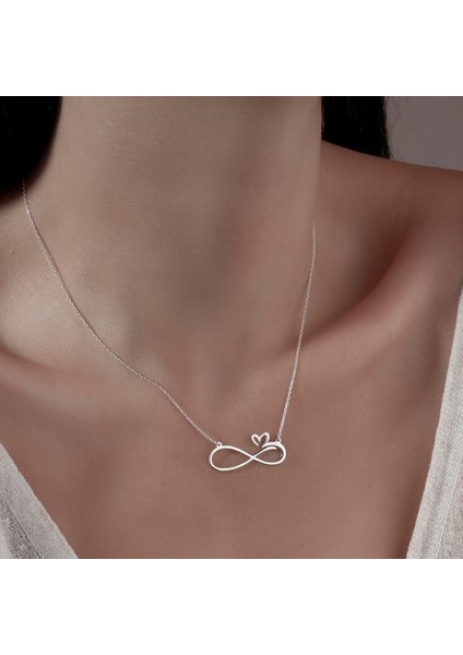 Kalpli Sonsuzluk Kadın Kolye, 925 Ayar Gümüş Kolye, Gümüş, Rose Gold, Altın Kaplama Kolye fırsatları