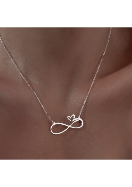 Kalpli Sonsuzluk Kadın Kolye, 925 Ayar Gümüş Kolye, Gümüş, Rose Gold, Altın Kaplama Kolye indirimleri