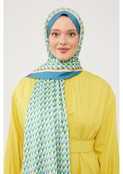 Petrol Yeşili Üç Boyut Desen Angel Şal