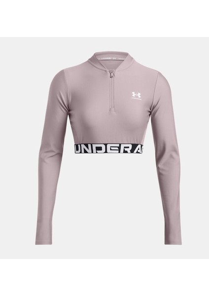 Kadın Ua Heatgear Rib 1/4 Fermuarlı Uzun Kollu Tişört 1388692-015