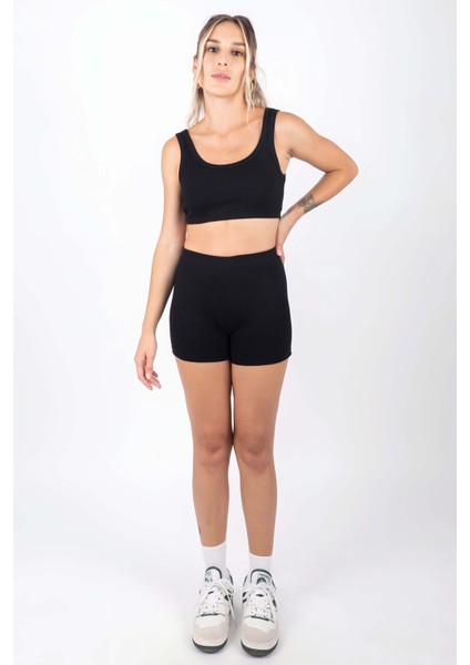Kadın Fitilli Crop Top - Siyah fiyatları