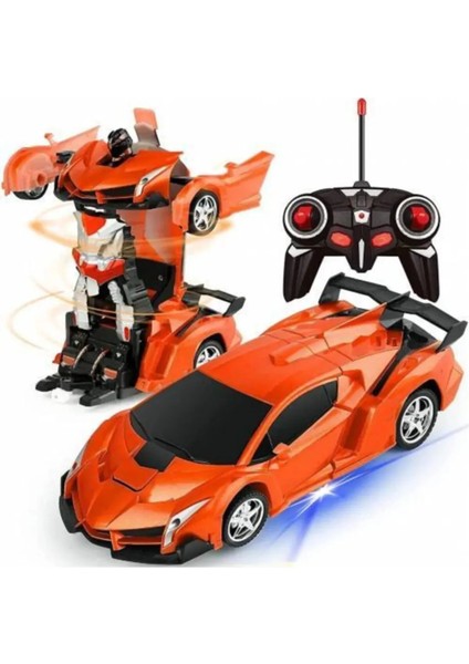 Uzaktan Kumandalı Turuncu Transformers Tarzı Robota Dönüşen Oyuncak Araba Ferrari