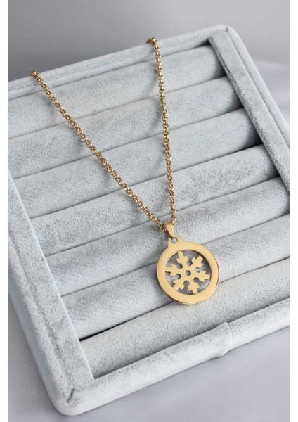 316L Çelik Gold Renk Kar Tanesi Model Kadın Kolye fiyatları