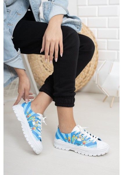 Bluie Mavi Figür Baskılı Kadın Spor Ayakkabı modelleri