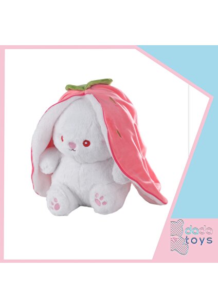 Dada Toys Çilek Yuvali Uzun Kulakli Tavşan Peluş Uyku Arkadaşi 25 cm Pembe 13