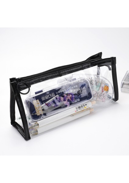 Büyük Kapasiteli Şeffaf Yüksek Görünümlü Öğrenci Kalem Çantası Basit Kırtasiye Çantası Su Geçirmez Fermuarlı Kalem Çantası Üçgen Kırtasiye Kutusu (Yurt Dışından)