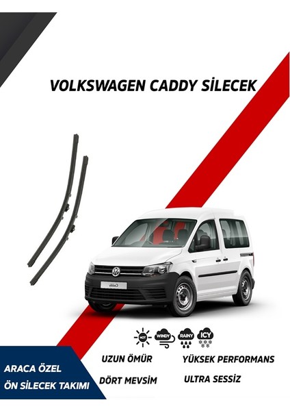 Volkswagen Caddy 2004-2006 Uyumlu Model Aralığı Muz Silecek Seti Sürücü Taraf 600MM Yolcu Taraf 480MM