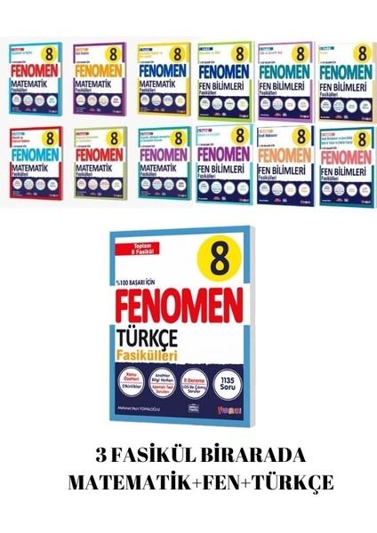 Fenomen 8 Türkçe + Fen + Matematik Fasıküllerı ( Toplam 3 Lü Set )