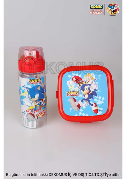 Lisanslı Sonıc 2 Katlı Beslenme Kutusu / Lunch Box ve 500 ml Trıtan Matara 2'lisi