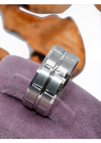 8 mm Rodyum Kaplama 925 Ayar Gümüş Alyans