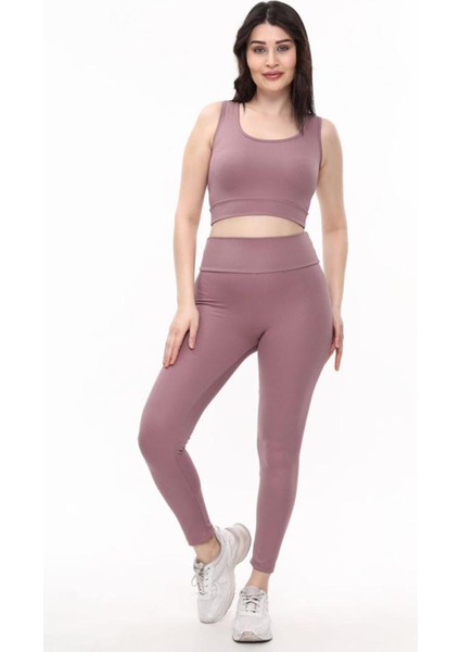 Spor Tayt Crop Top Takım