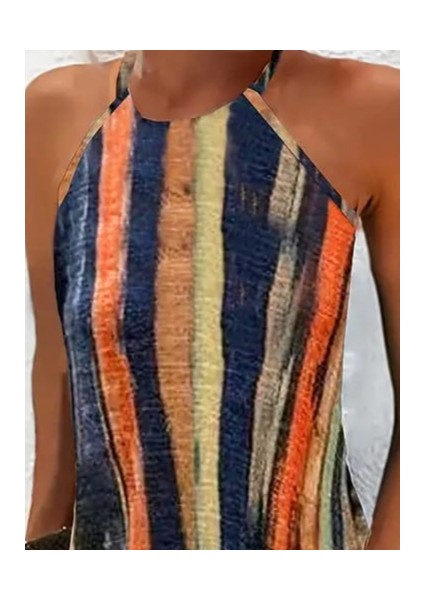 Kadın Boyundan Bağlamalı Kolsuz Baskılı Süprem Elbise fiyatları