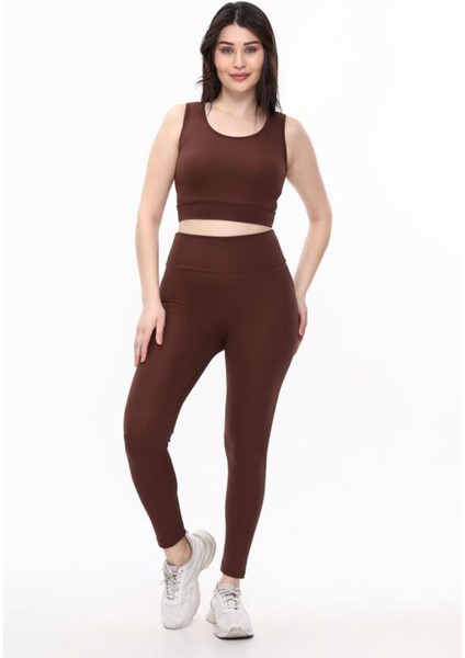 Spor Tayt Crop Top Takım