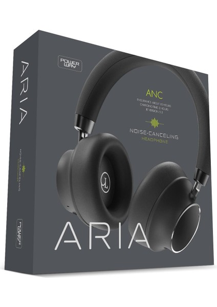 Aria Kulak Üstü Bluetooth Kulaklık Siyah Kablosuz Ayarlanabilir Aktif Gürültü Önleyici