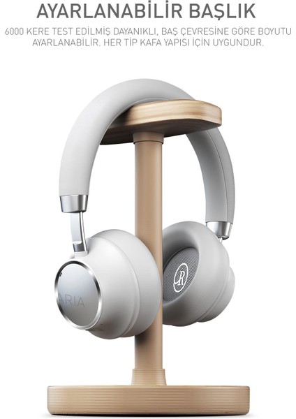 Aria Kulak Üstü Bluetooth Kulaklık Siyah Kablosuz Ayarlanabilir Aktif Gürültü Önleyici