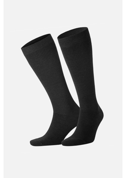 Unisex Merino Yünü Kışlık Tekli Siyah Sıkılaştırıcı Çorap M Comp S
