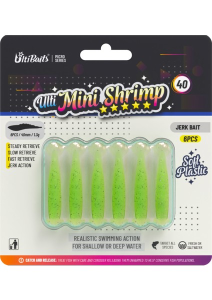 Ulti Baits Mini Shrimp 40, Silikon Karides 40MM 1.3gr 6 Adet