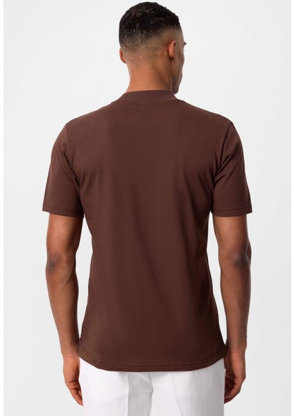 Kahve Slim Fit Basic T-Shirt indirimleri