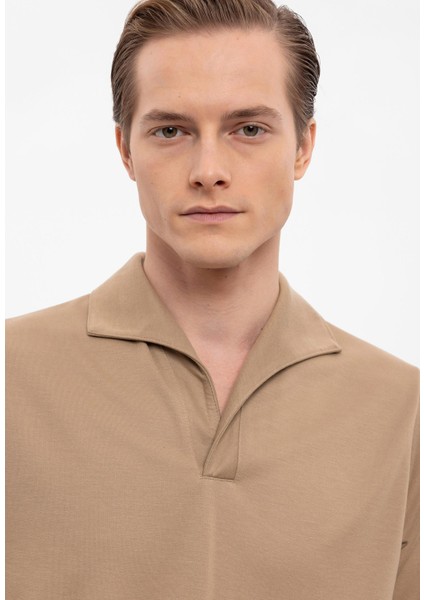 Camel Apaş Yaka Regular Fit Uzun Kollu Kazak