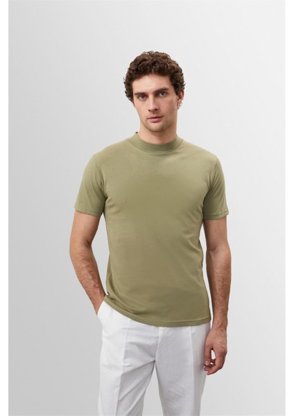 Açık Haki Slim Fit Basic T-Shirt modelleri