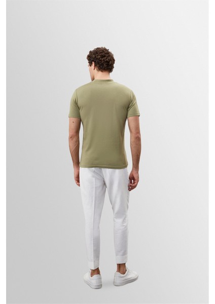 Açık Haki Slim Fit Basic T-Shirt indirimleri