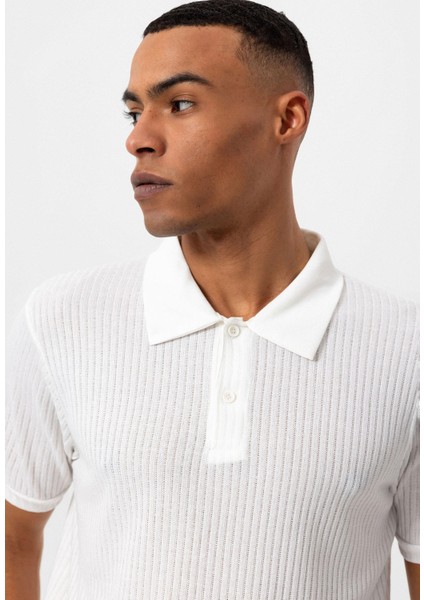 Beyaz Slim Fit Polo Yaka Erkek T-Shirt indirimleri