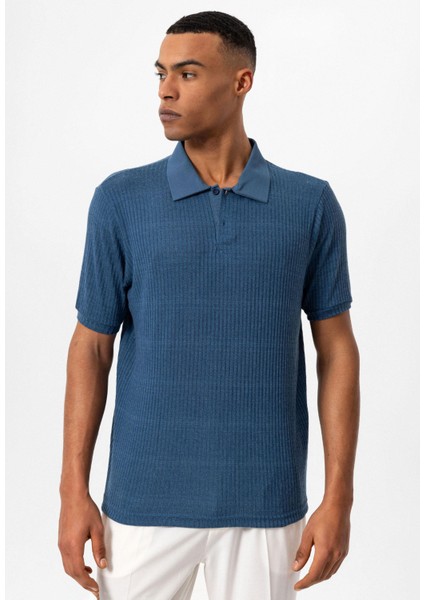 Indigo Slim Fit Polo Yaka Erkek T-Shirt