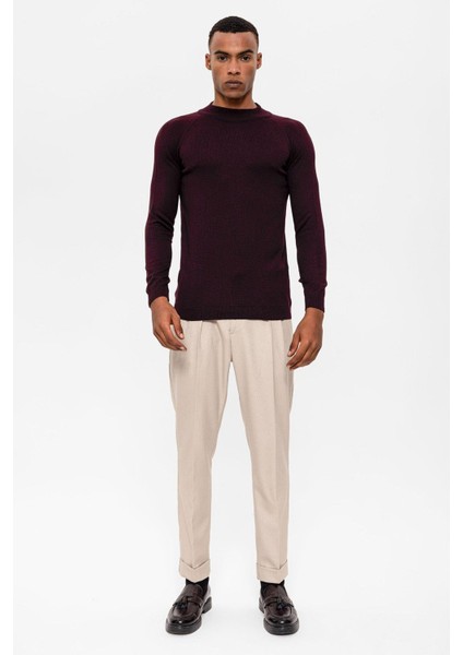 Mürdüm Yarım Boğazlı Erkek Triko