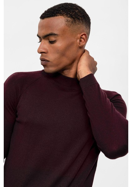 Mürdüm Yarım Boğazlı Erkek Triko