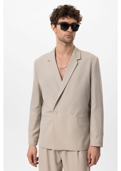 Taş Tek Düğme Kruvaze Kapama Erkek Blazer Ceket