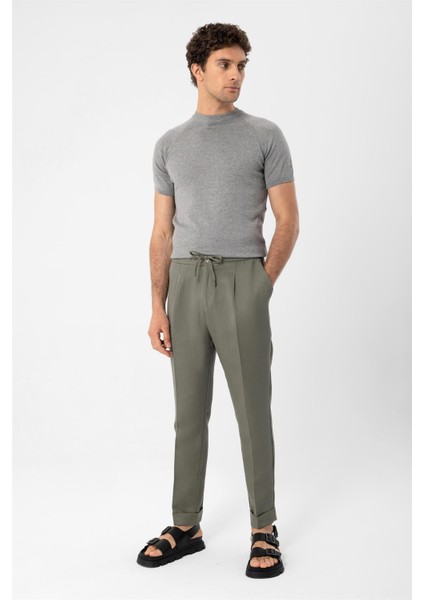 Gri Melanj Bisiklet Yaka Triko T-Shirt