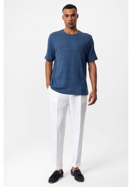 Indigo Bisiklet Yaka Fitilli Erkek T-Shirt modelleri