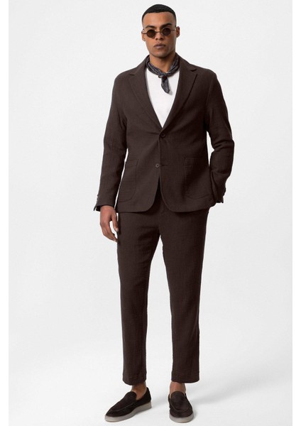 Kahve Astarsız Torba Cepli Erkek Blazer Ceket