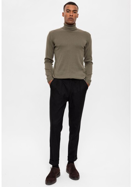 Açık Haki Tam Boğazlı Erkek Triko indirimleri