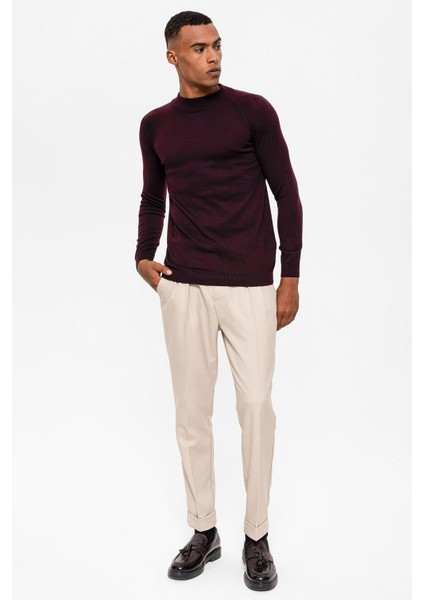 Mürdüm Yarım Boğazlı Erkek Triko