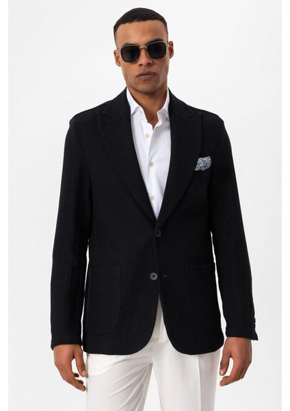 Siyah Torba Cepli Astarsız Erkek Blazer Ceket