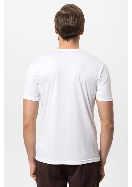 Ekru Bisiklet Yaka Slim Fit Erkek T-Shirt indirimleri