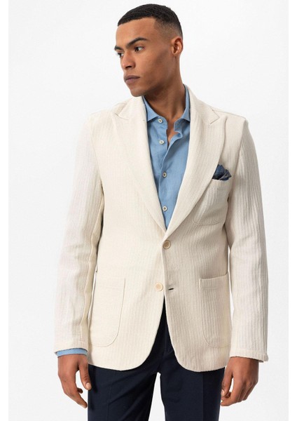 Bej Torba Cepli Astarsız Erkek Blazer Ceket