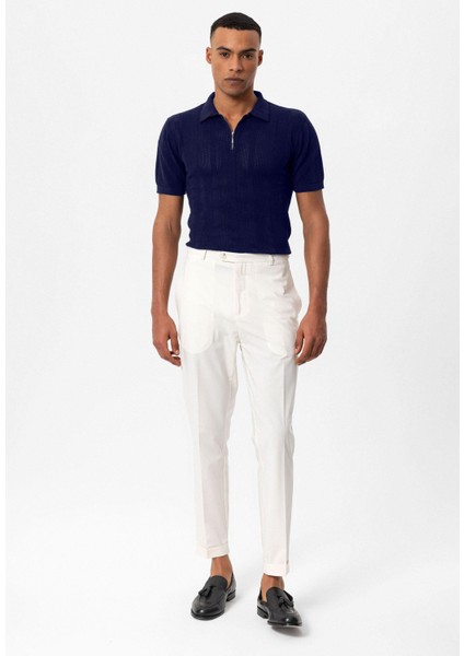 Lacivert Polo Yaka Fermuarlı Örme Erkek T-Shirt fiyatları