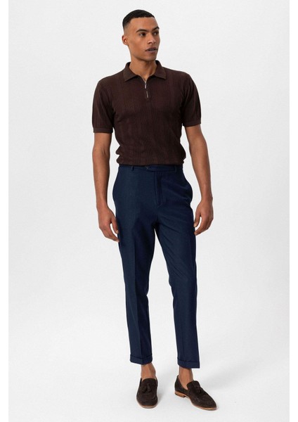 Kahve Polo Yaka Fermuarlı Örme Erkek T-Shirt modelleri