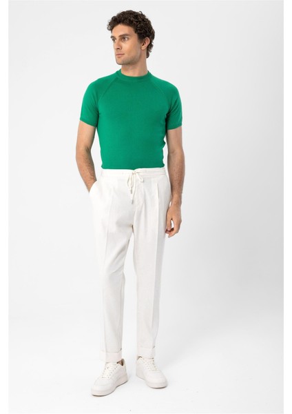 Yeşil Bisiklet Yaka Triko T-Shirt