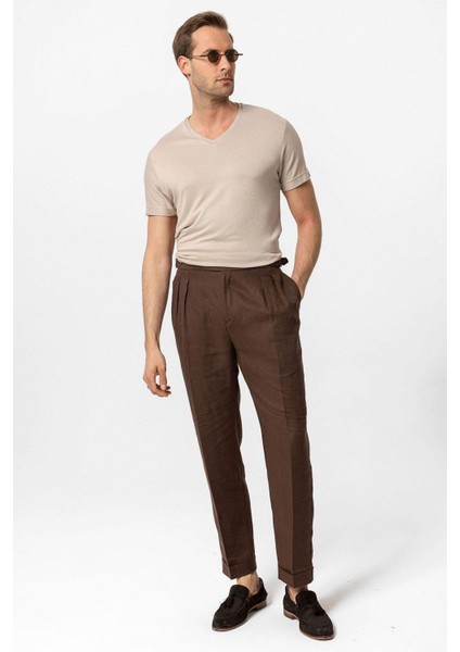 Açık Bej Basic V Yaka Erkek T-Shirt fiyatları