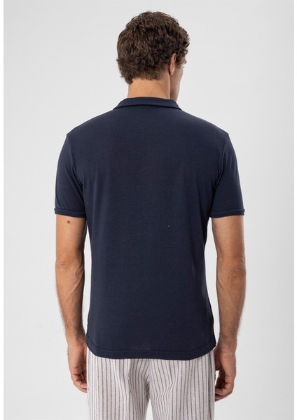 Lacivert Polo Yaka Slim Fit Erkek T-Shirt